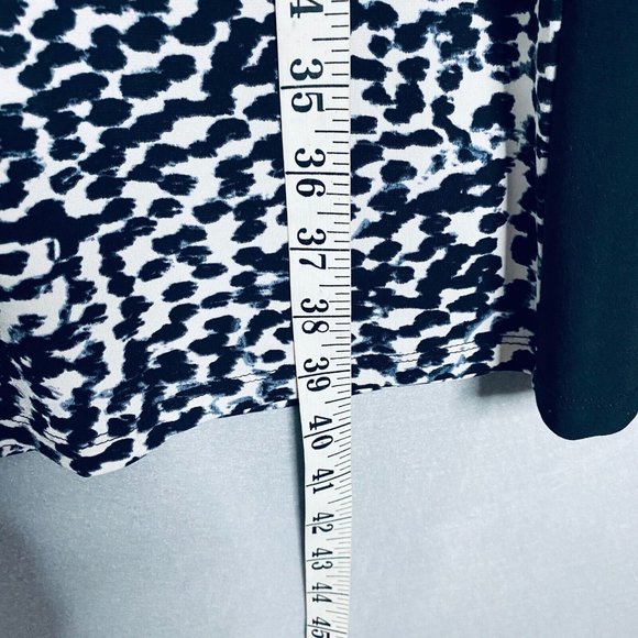 Slimming Lauren Ralph Lauren Dress 12 Black Stretch Leopard Print 3/4 Sleeve - Picture 11 of 12